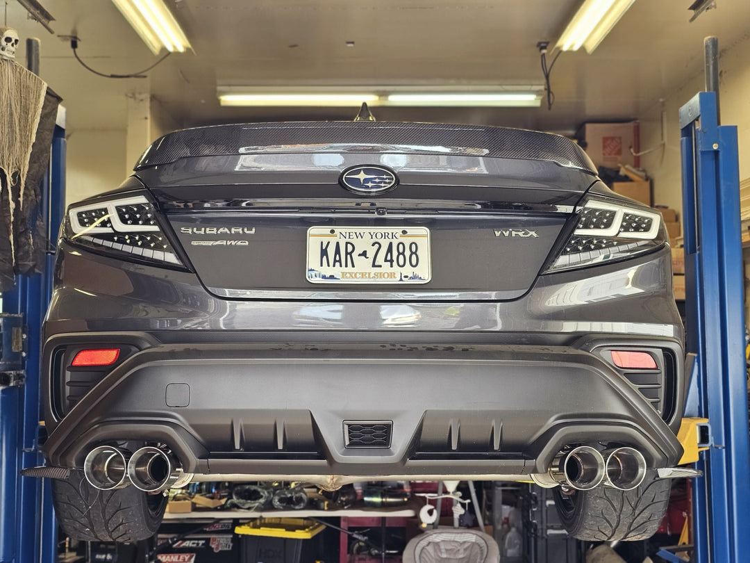 3" Dual Exit Quad Tip Catback, No Mufflers (2022+ WRX)